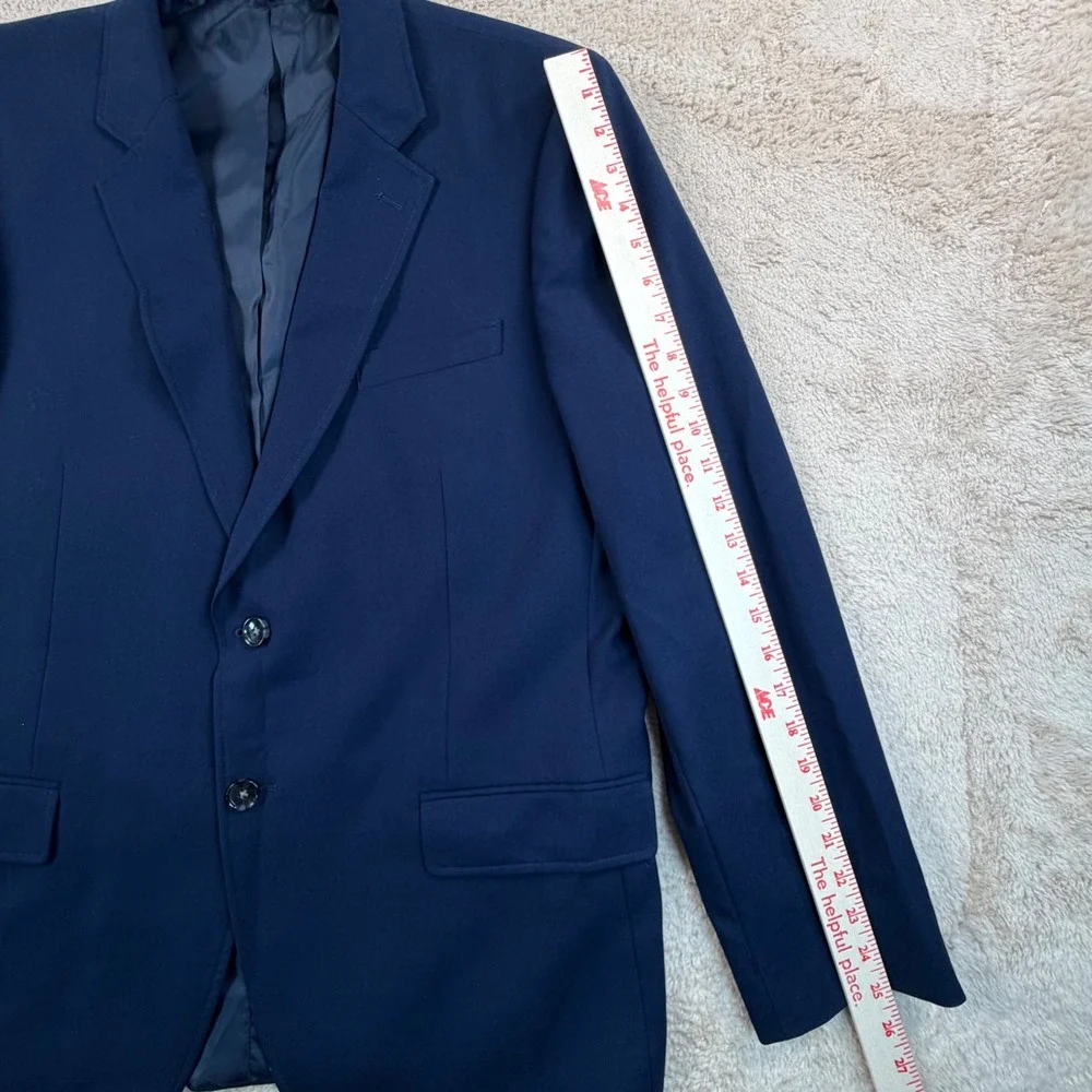 J.Crew Mens 44R Thompson Classic University Blazer Navy Blue Wool Blend BX236